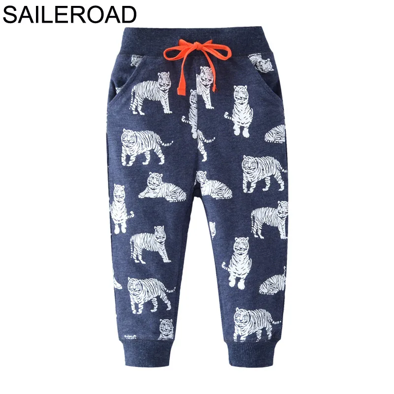 SAILEROAD Мальчики Хлопковые Брюки Детские Мультфильм Тигр Осень Зима Детская Одежда
