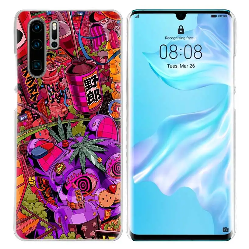 Neon Psychedelic Case for Huawei P20 P Smart Z Plus P30 P10 P9 P8 Mate 10 20 lite Pro Hard PC Luxury Phone Cover Coque