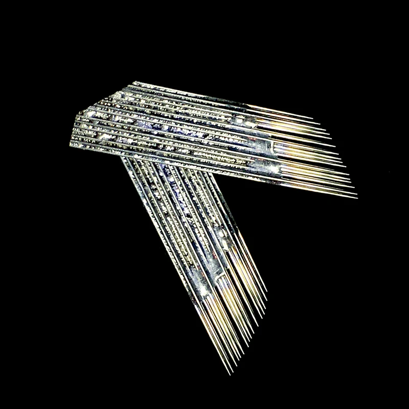 

50 шт. 3 ряда 16 мануального татуажа бровей, иглы для перманентного макияжа бровей лезвия ручная ручка 3D Вышивка Иглы татуировки проводка