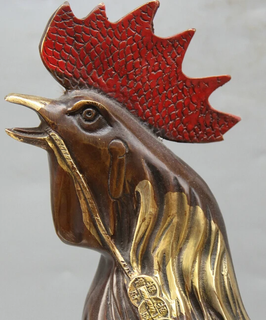 18 &quotКитайский Фэншуй Бронзовая Золотая сумка для денег петух богатый Зодиак Год