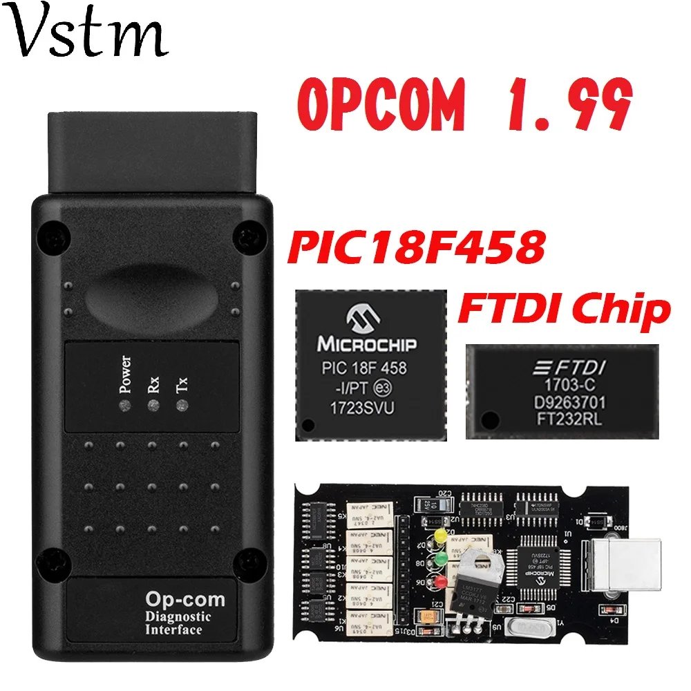Op com V1.95 V1.99 с PIC18F458 FTDI op OBD2 автоматический диагностический инструмент для Opel OPCOM