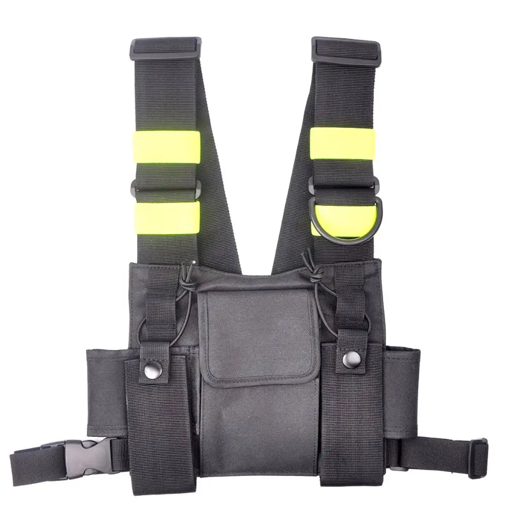 Reflective backpack Walkie Talkie Ham Радио светоотражающий жгут нагрудный передний пакет сумка кобура Сумка для переноски для Baofeng UV-5R UV-82 рюкзак - Цвет: Reflective backpack