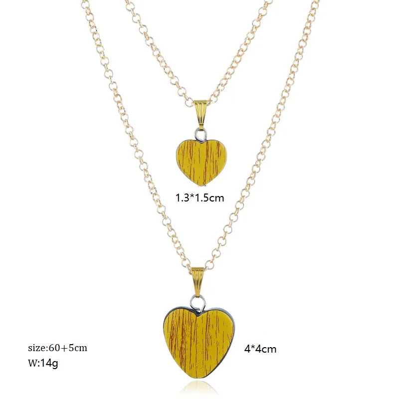 European and American Geometry Acrylic Heart Necklace Simple Yellow Double Peandant Necklaces For Women Gifts Jewelry 2019 | Украшения и