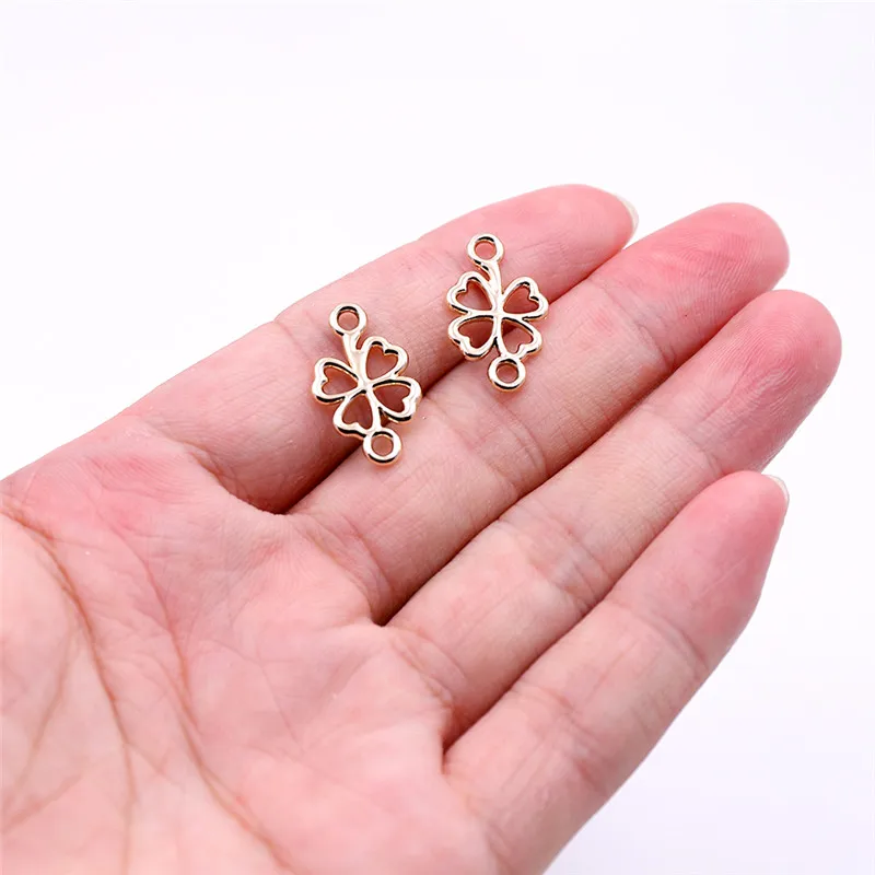 9 10pcs Gold Clover Все оптовые DIY золотые шармы-соединители для браслетов аксессуары несколько серебряных Подвески-соединители для изготовления ювелирных изделий на продажу - Цвет: 9 10pcs Gold Clover