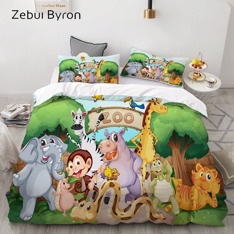 

3D Cartoon Bedding Set for Kids/Baby/Children/Boy/Girl,Animal zoo Duvet Cover Set Custom/Europe/USA,Quilt/Blanket Cover Set