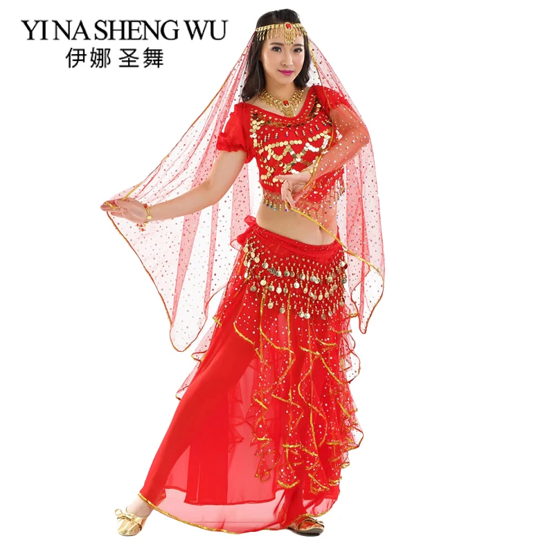Adult Belly Dance Costume Professional 5pcs(Head chain+Top+Head veil+Waist chain+Skirt) Belly Dance Indian Dance Performance Set
Adult Belly Dance Costume Professional 5pcs(Head chain+Top+Head veil+Waist chain+Skirt) Belly Dance Indian Dance Performance Set