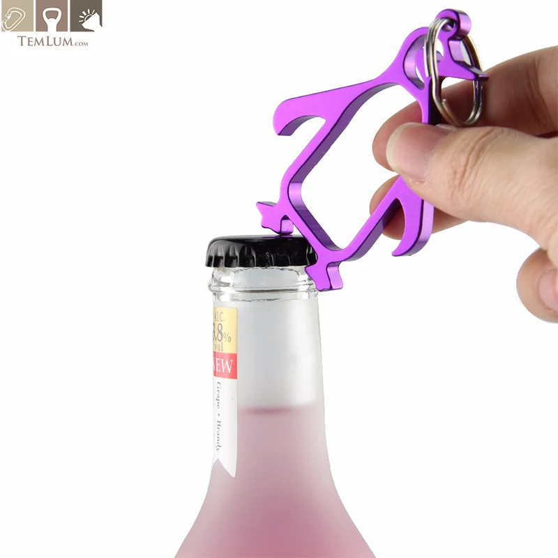 Темлум 6 шт. Алюминиевый сплав Милый пингвин-бутылочный открывашка для пива с ключами Свадебные подарки можно персонализировать логотипом Ключница на.