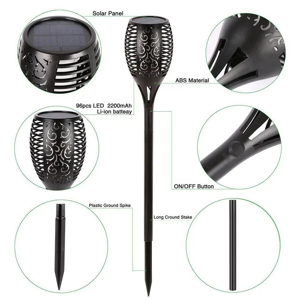 96 Светодиодный светильник с полым солнечным пламенем мигающий наружный IP65