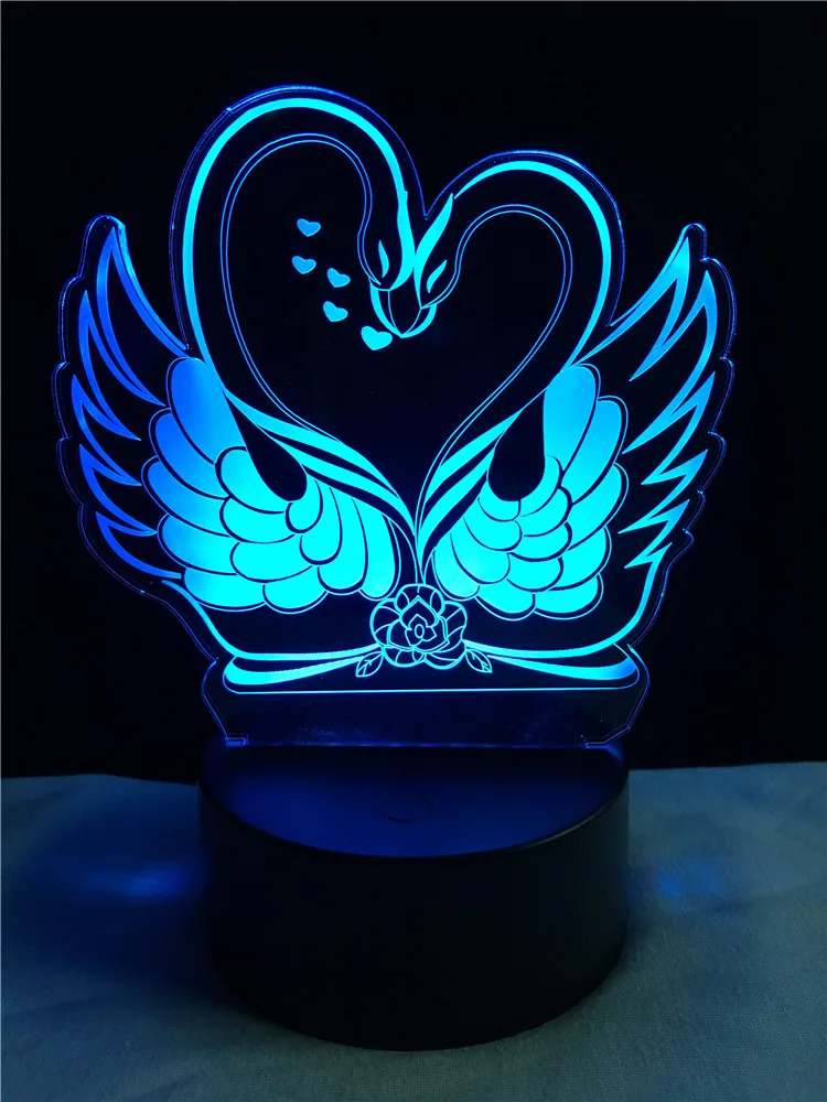 GAOPIN Lovely Swan 3D лампа светильник RGB светодиодный USB Настроение Ночной многоцветный