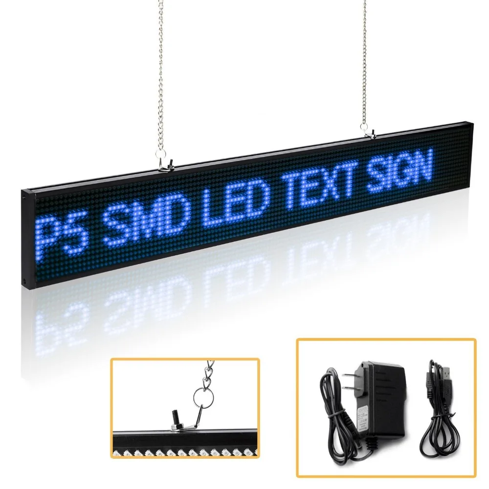 82CM 32-in blue P5 16 * 160 pixel SMD LED Sign usb Programmable Scrolling Message led display Board Time countdown display