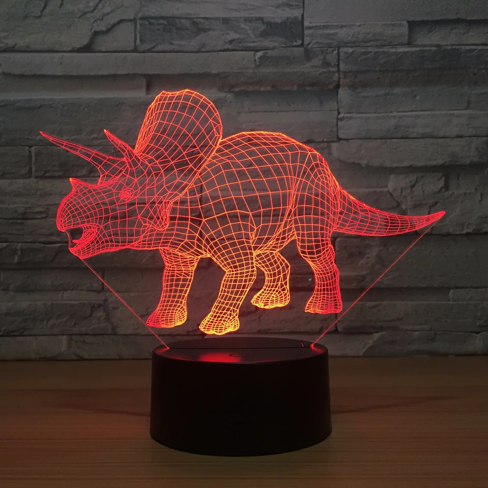 Динозавр Новинка 3D настольная лампа Luminaria Светодиодные ночные светильники Usb