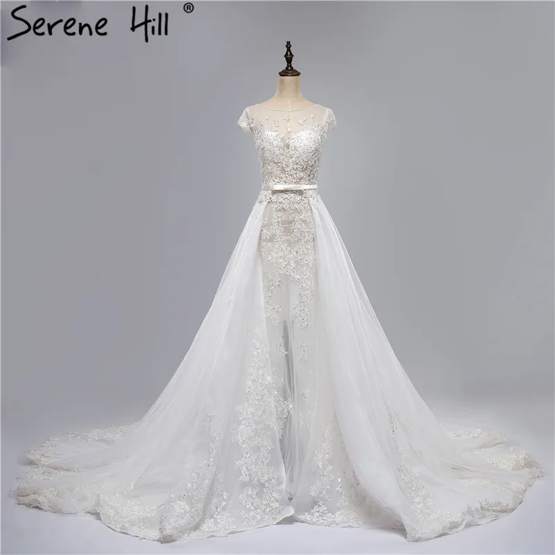 Robe De Mariage сексуальное свадебное платье с открытой спиной с аппликацией; Цвет белый тюль платье-трапеция Свадебные платья для невесты стиль Serene Hill
