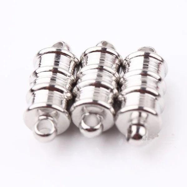 15x6mm Тусклый Серебряный/посеребренный трубчатый круглый крепкий магнитный зажим бусины для браслета(10 комплектов = 1 лот) Сделай Сам - Цвет: 15x6mm