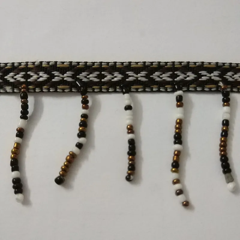 

1 yard beautiful long pearl fringe beaded lace garment dress accessory for bridal wedding dress decoration