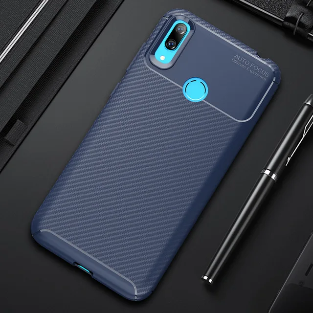 Blue Для huawei Y6 Чехол Мягкий Силиконовый ТПУ углеродное волокно противоударный защитный задний Чехол для huawei Y7 чехол - Цвет: Blue
