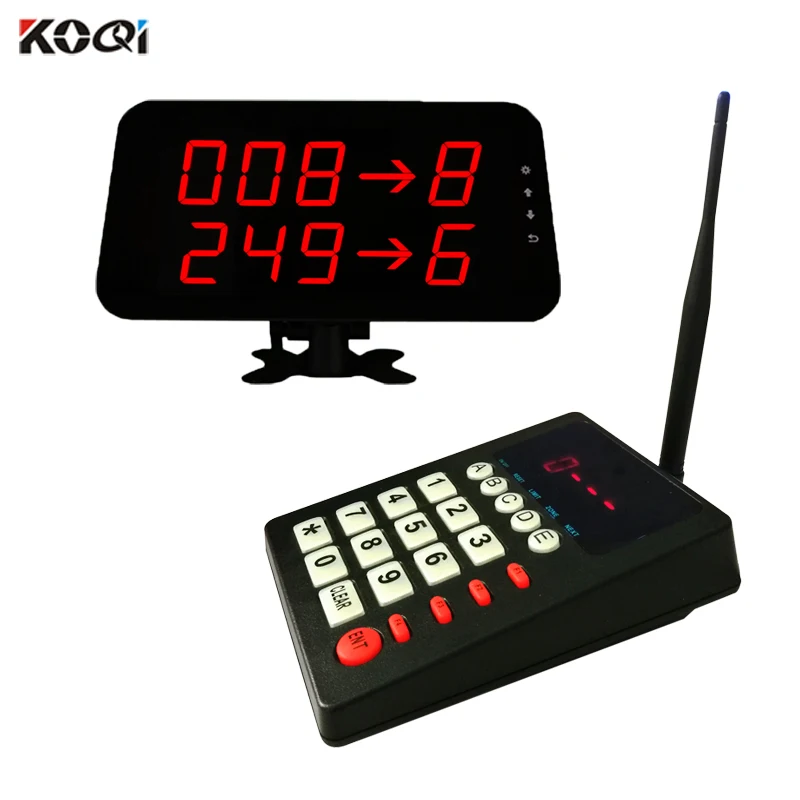 KOQI Queue System Wireless Calling System 2 Counter Keypad 1 Display Screen for Queuing