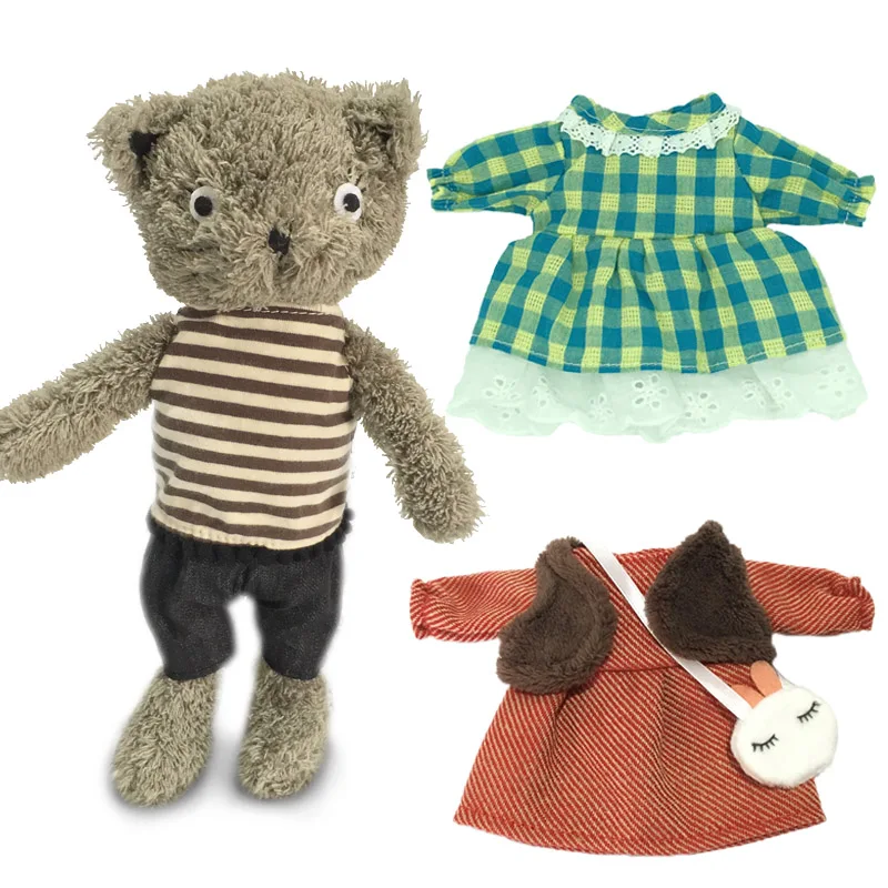 Style 07 1 комплект Kawaii кошки плюшевые куклы с сменной одеждой чучело мягкие игрушки для детей девочек детские игрушки подарок(1 Кот и 2 одежды - Цвет: Style 07