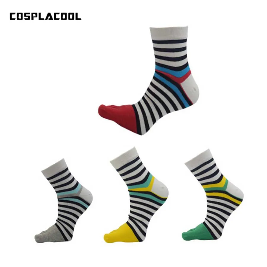 

[COSPLACOOL] Fashion Men's Fitness Five Toe Socks meias Spring/Summer Black Stripe Toe Socks Sokken Comfy Breathable Socks