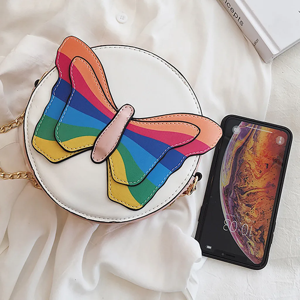 Женская Повседневная сумка мессенджер на цепочке шикарная красивая с бабочками