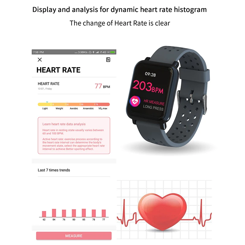 Female bracelet women 24H Heart rate smartband smart sport watch men waterproof blood pressure wristband pk m3 m4 q9 | Электроника