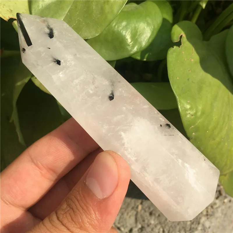 

Natural rare black tourmaline crystal wand single point reiki healing