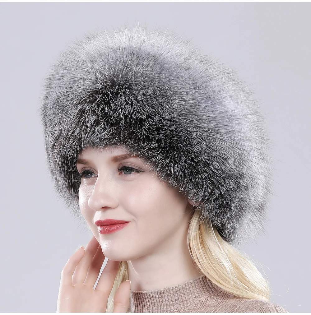 New Style Fashin Girl Genuine Fox Fur Hat Warm Soft Natural Fox Fur Bomber Caps Lady Luxurious Quality Real Fox Fur Hats