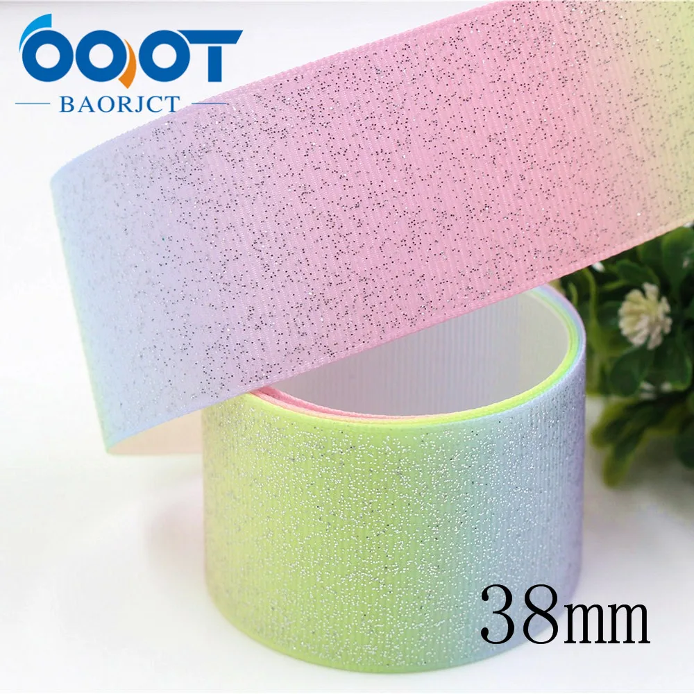 OOOT BAORJCT 1710058 38mm 5yards 10mm 10yards flash Ribbons Thermal transfer Printed grosgrain Wedding Accessories DIY handmade | Дом и сад