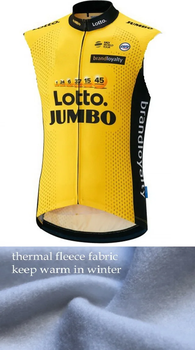Зимний флисовый теплый жилет 2018 LOTTO JUMBO PRO TEAM без рукавов для велоспорта Mtb Одежда