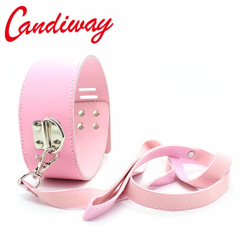 Candiway БДСМ сексуальный розовый замок секс воротник поводок цепочка из