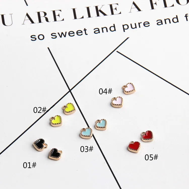 

Enamel Alloy Heart Eardrop Bracelet Earring Pendant Necklace Accessories Jewelry Components Diy Handmade Material 10pcs