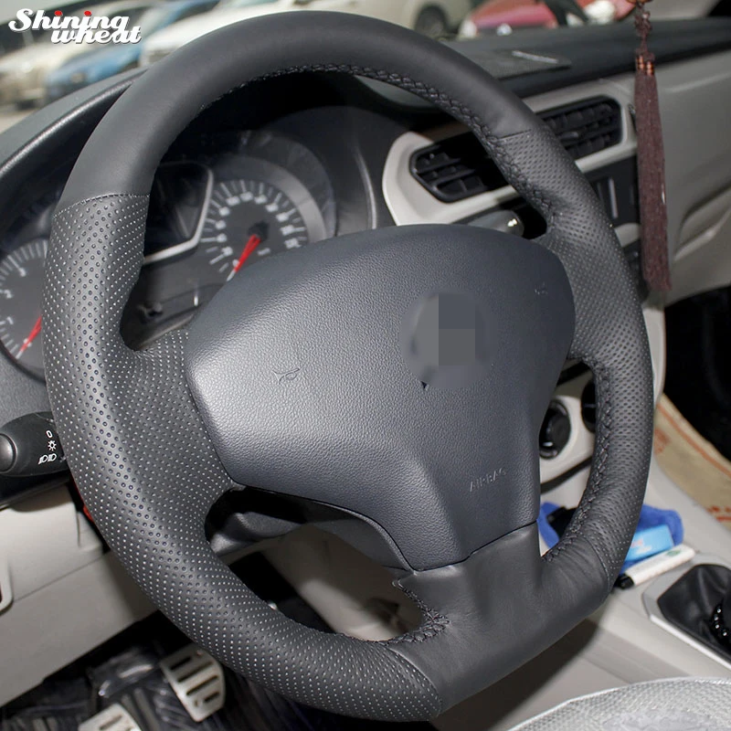 Блестящие пшеницы ручной работы черный кожаный чехол руль для Citroen Elysee C Новинка