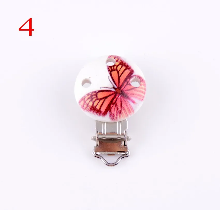 1Pcs(8 Colors Can Choose)Metal Suspender Butterfly Trousers Pacifier Clips With Plastic Wood Craft Sewing Tool 45x30mm D2988-3 | Дом и сад