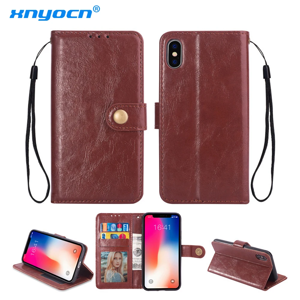 Оригинальные чехлы Xnyocn для iphone xs max роскошный кожаный чехол книжка iPhone x с 8