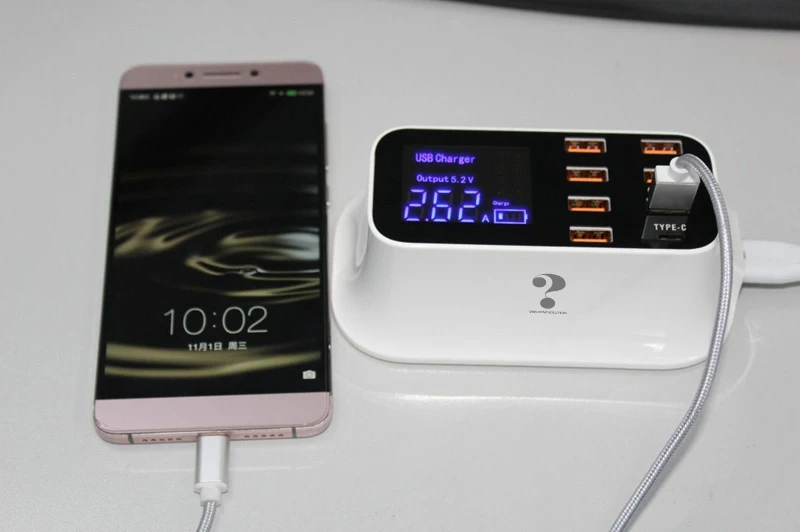 Быстрая зарядка 3,0 usb type C зарядное устройство со светодиодным дисплеем Быстрая зарядная станция телефон планшет USB зарядное устройство для iPhone samsung адаптер