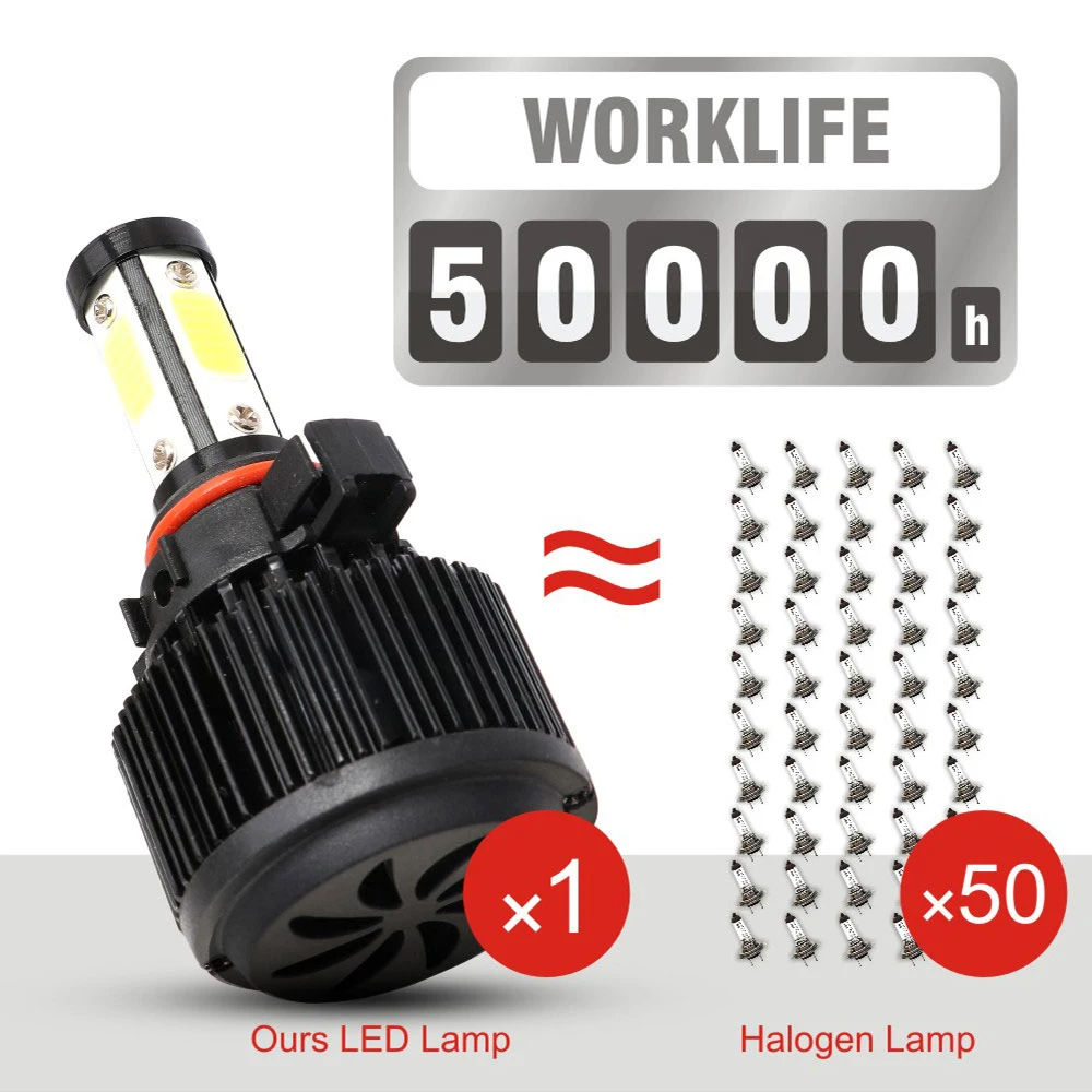 2 шт X6 Led car H11 H7 H4 H1 H3 H8 9006 9005 9007 5202 светодиодные лампы для авто 6500k противотуманные