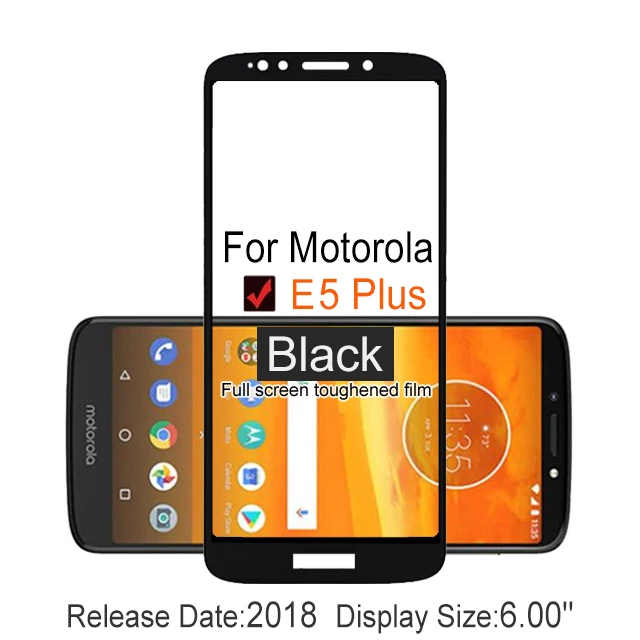 Moto E5 Plus Black 2 шт Полное покрытие экрана протектор Закаленное стекло для Motorola Moto E5 Plus 6,0" Защитное стекло для E5 e5 Plus XT1924 пленочный чехол - Цвет: Moto E5 Plus Black