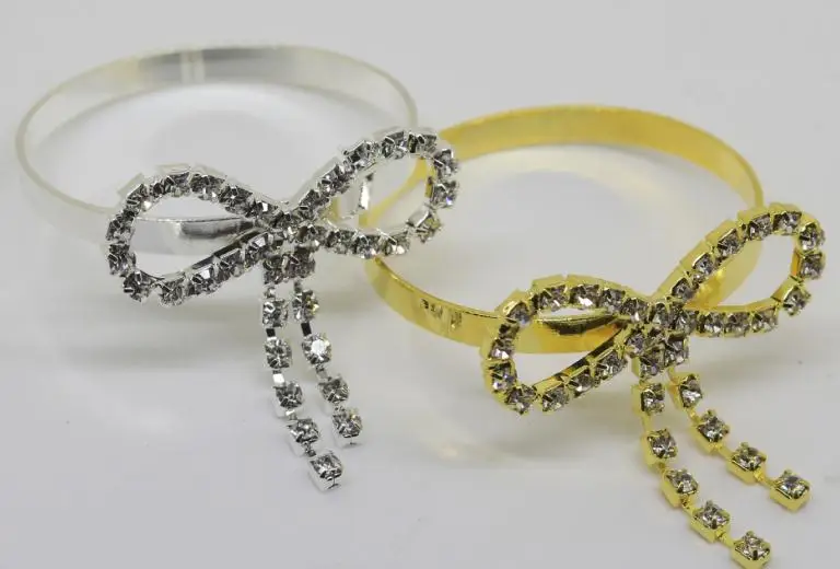 

Free Shipping 120pcs/lot rhinestone napkin rings for wedding table decoration,napkin button Gold and silver plating