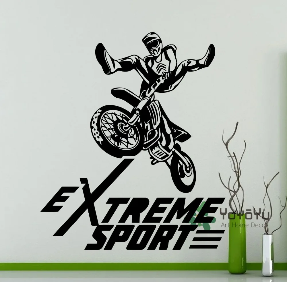 Экстремальный Спорт Логотип Мотокросс Фристайл стены Стикеры велосипед гараж