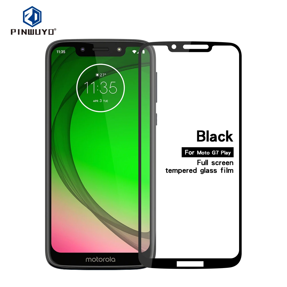 

MOTO G7 PLAY 100% Original PINWUYO 9H Full Cover Toughened Tempered Glass Screen Protector Film for Motorola Moto G7 Play