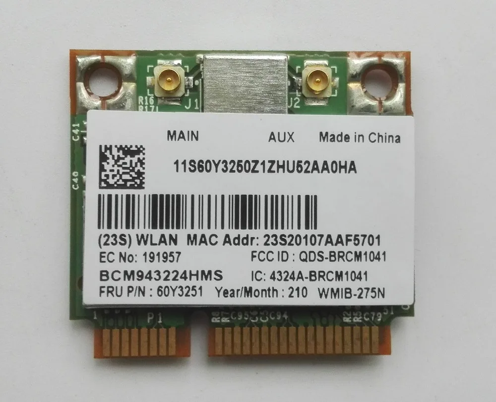 Карта беспроводного адаптера для BCM943224HMS Dual Band 802.11a/b/g/n 300 Мбит/с WiFi Lenovo Thinkpad E420 E520
