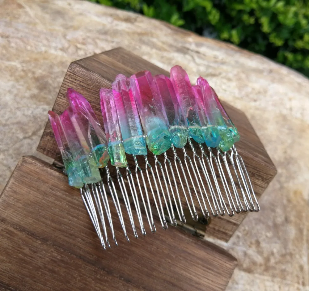 Необработанная Хрустальная корона Ocean Blue Green Opal Angel Aura Quartz серебряная с подвесом