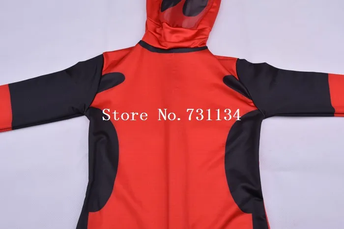 Детский костюм Дэдпул детский красный и черный боди из лайкры спандекса