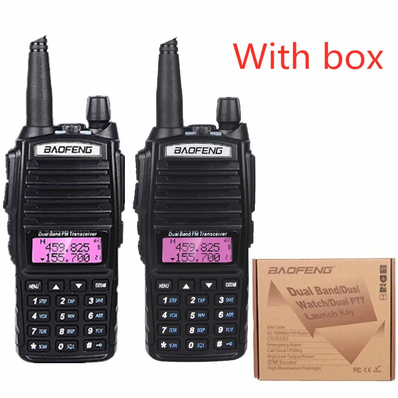 2 шт. Baofeng UV-82 Двухдиапазонная рация 10 км двухстороннее радио 8 Вт FM приемопередатчик 2800 мАч переносной CB Ham радио UV82 VHF/UHF радио - Цвет: 2PCS With box