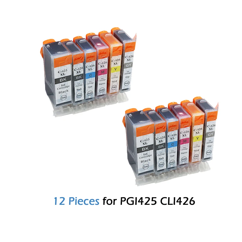 12 шт. PGI 425 CLI 426 картриджи с чернилами для принтера canon PGI425 PIXMA IP4840 IP4940 IX6540 MG5140 MG5240