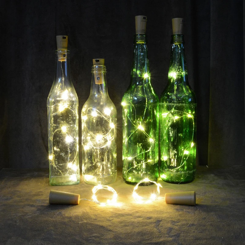 2 м 20 LED Медный провод Micro Звездное свет с бутылкой Фиксаторы для Стекло Craft бутылка
