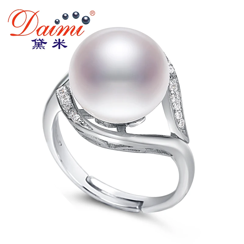 DAIMI огромное жемчужное кольцо 11 5-12 мм белый пресноводный жемчуг и Стерлинговое