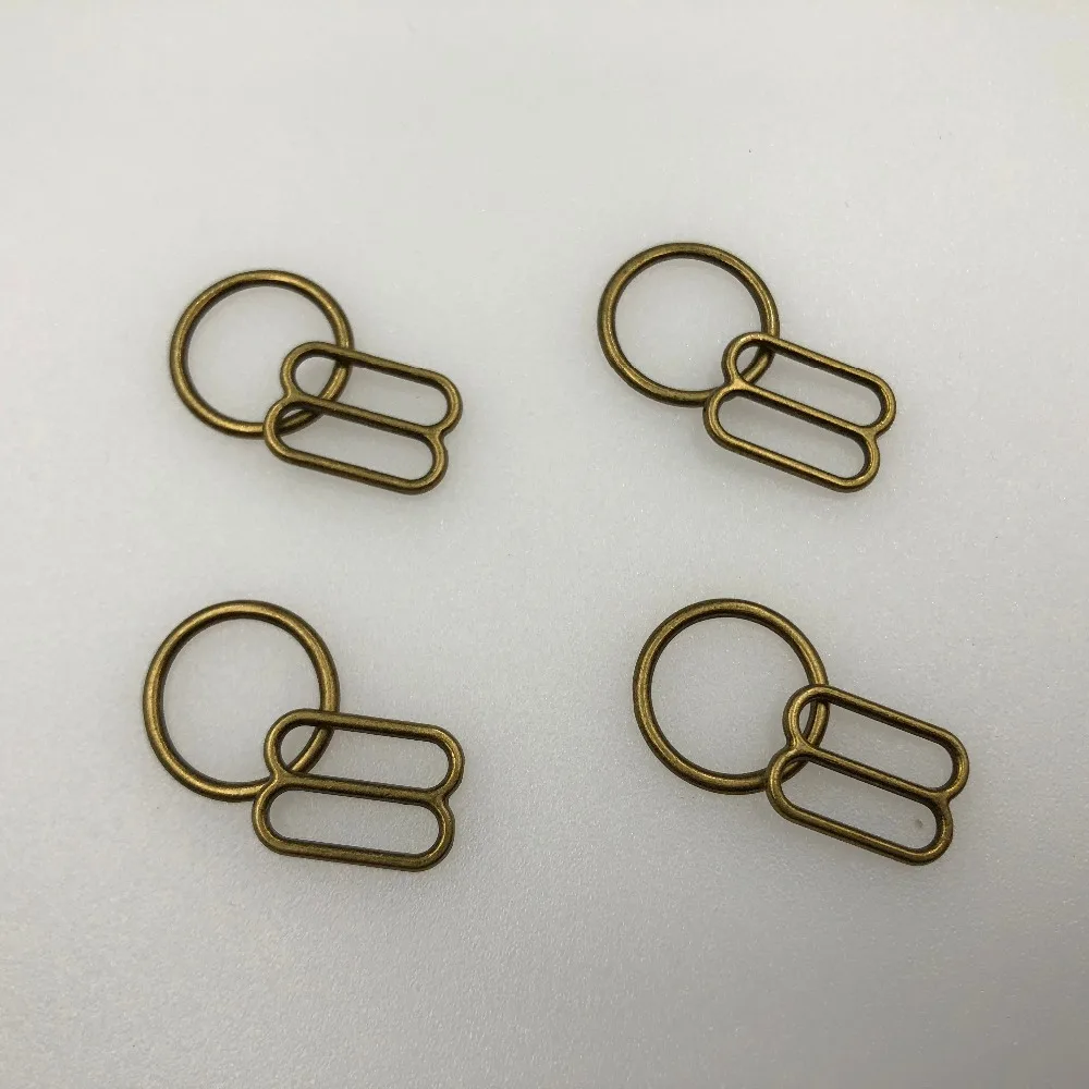 

Free shipping 200 pcs / lot Antique bronze plated bra rings and sliders bra alloy buckles 12mm inner size