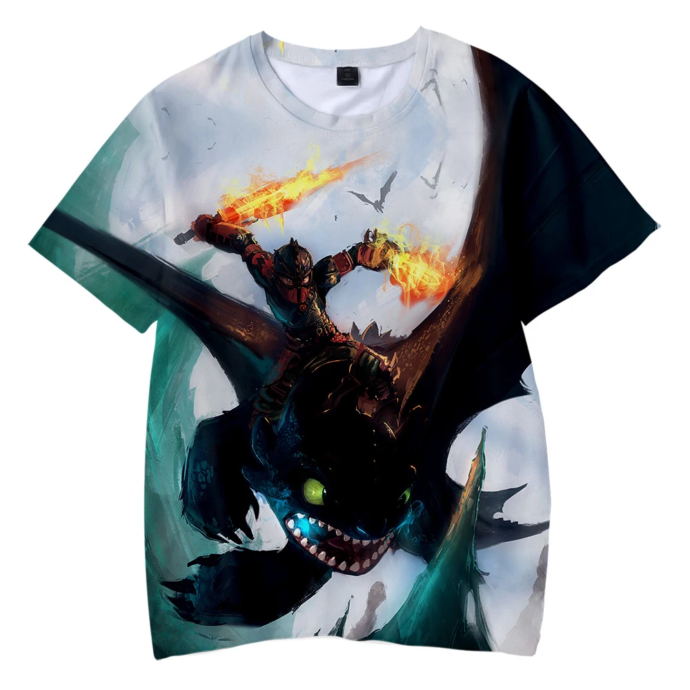 2019 летняя футболка для мальчиков с 3d принтом Как приручить дракона 3 и девочек