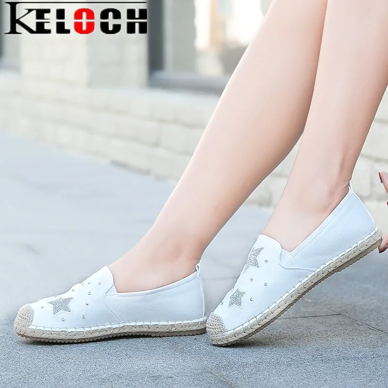 Keloch 2017 весенняя мода женская обувь классический star кристалл женские квартиры slip