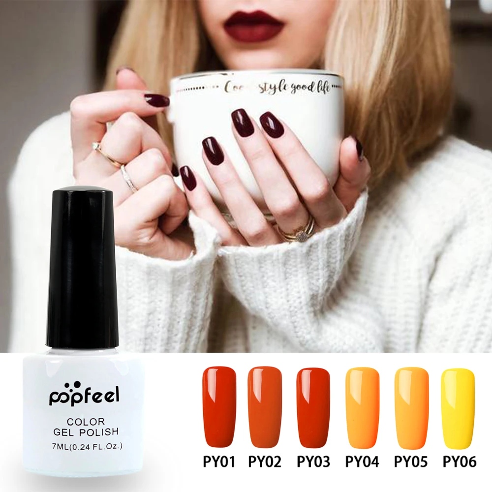 Popfeel чистый цвет 7 мл Гель лак для ногтей отмачиваемый УФ светодиодный лампа